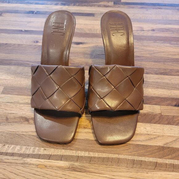 Inc Concepts Chestnut LIAH Braided Square Toe Heeled Slide - Picture 1 of 13
